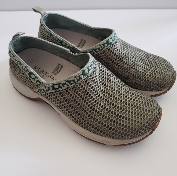 Merrell Encore Breeze Clog Style Sneakers Sz 6 Green White Sage Hiking Walking - Picture 1 of 11